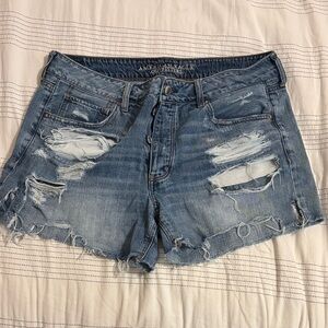American Eagle Outfitters Women's Light Blue Ripped Jean Shorts
